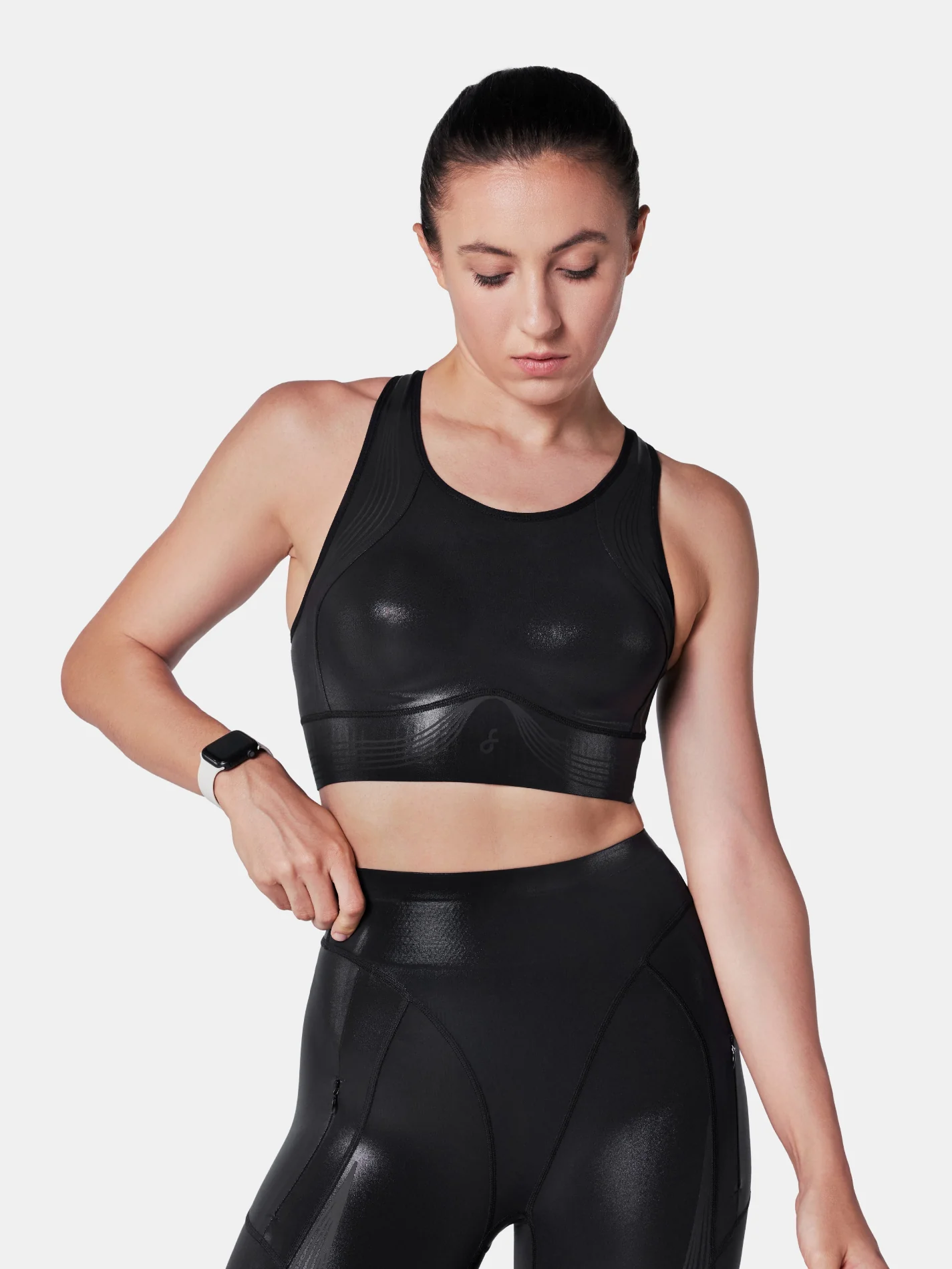 Body Sculpt Glossy Leather Sports Bra - Image 4